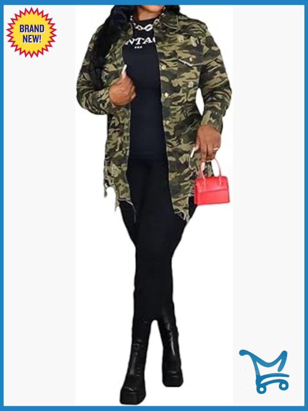 Long Sleeve Camo Button Jacket with Pockets Casual Overcoat